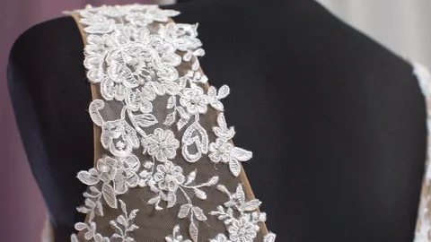 Element of a wedding dress, lace Video stock 114682532