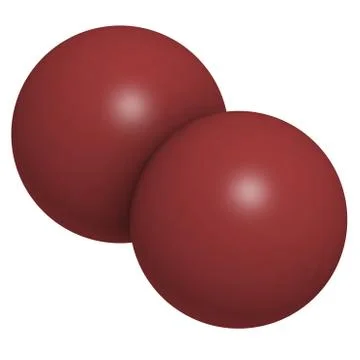 Elemental bromine (br2), molecular model. Stock Illustration