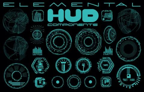 Elemental HUD Components Vector 스톡 일러스트