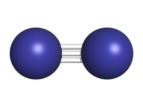 Elemental nitrogen (n2), molecular model. Stock Illustration
