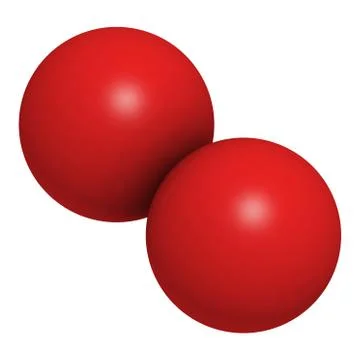 Elemental oxygen (o2), molecular model. Stock Illustration