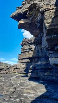 Elemental Sculpture  Dramatic, Layered Rock Cliffs on the Wild Atlantic Coa.. Stock Photos