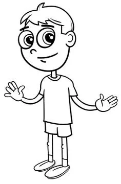 Elementary age boy coloring book Stock Illustration