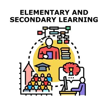 Elementary and secondary learning process vector concept Stock Illustration
