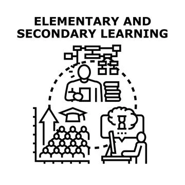 Elementary and secondary learning process vector concept Stock Illustration