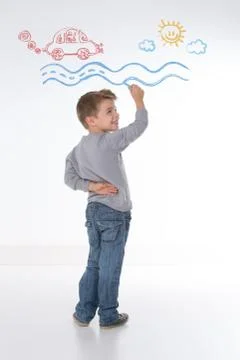 Elementary drawings on white background Stock-Fotos