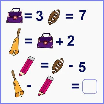 Elementary education. Math kids activity sheet Illustrazione stock