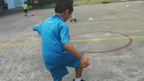 Elementary futsal students soccer practice Stock Footage 160112459