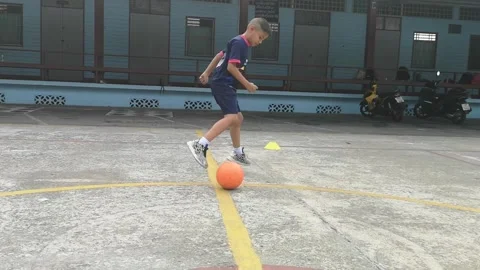 Elementary futsal students soccer practice Stock Footage 160112466