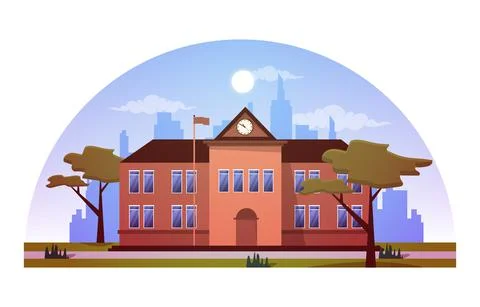 Elementary High School Building Study Education Vector Illustration Ilustración de archivo