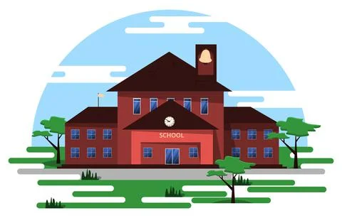 Elementary High School Building Study Education Vector Illustration Ilustración de archivo