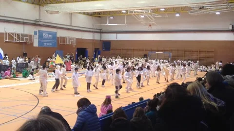 Elementary Kids in Spain Dancing to Michael Jackson's Thriller Stock Footage 141689066