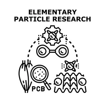 Elementary particle research exploring atomic and scientific processes Stock Illustration