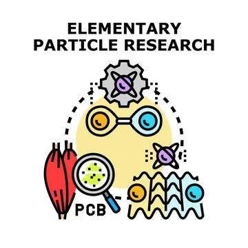 Elementary particle research exploring atomic and scientific processes Stock Illustration