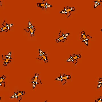 Elementary pen character vector seamless pattern Stock Illustration