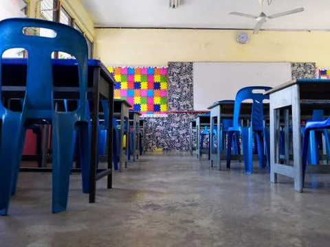 Elementary school bench Stock Photos