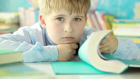 Elementary school boy with books.  Stock Footage 78239534