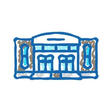 Elementary school building icon doodle illustration Ilustración de archivo