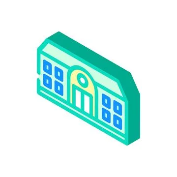 Elementary school building isometric icon vector illustration Ilustración de archivo