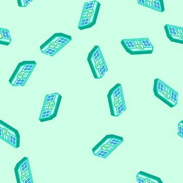 Elementary school building isometric icon seamless pattern Ilustración de archivo