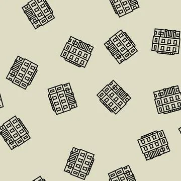 Elementary school building line seamless pattern Stock Illustration