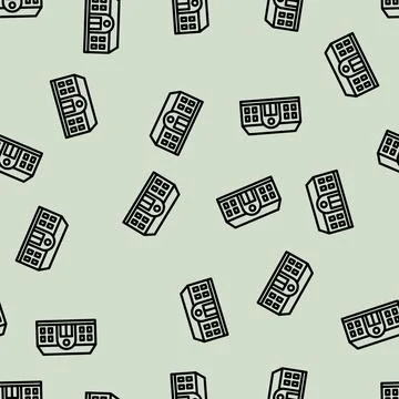 Elementary school building line vector seamless pattern Stock Illustration
