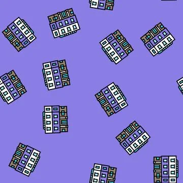 Elementary school building vector seamless pattern Stock Illustration