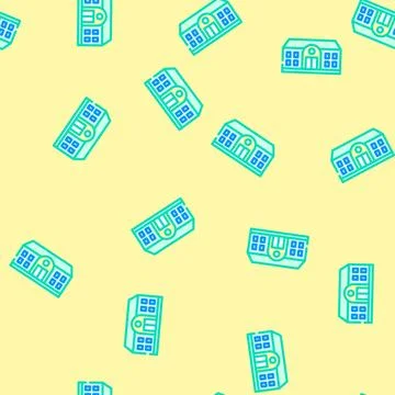 Elementary school building vector seamless pattern Stock Illustration