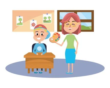 Elementary school cartoon Stock Illustration