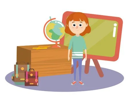 Elementary school cartoon Stock Illustration