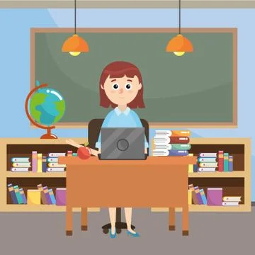 Elementary school cartoon Stock Illustration