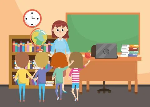 Elementary school cartoon Stock Illustration