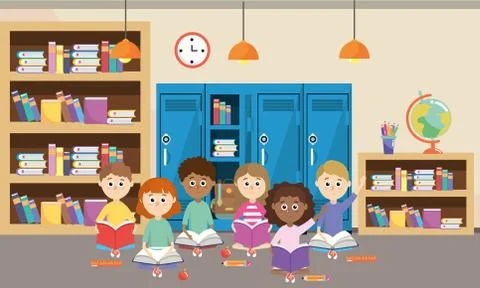 Elementary school cartoon Stock Illustration