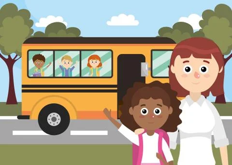 Elementary school cartoon Stock Illustration