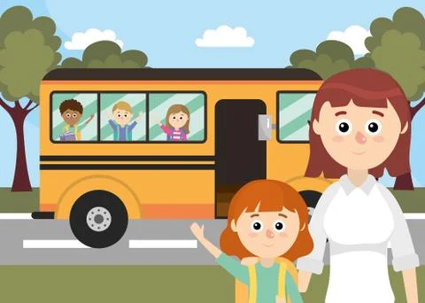 Elementary school cartoon Stock Illustration