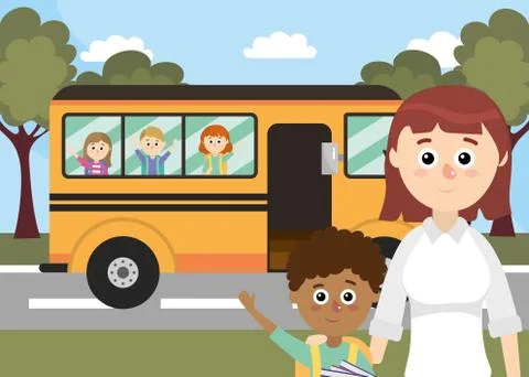 Elementary school cartoon Stock Illustration