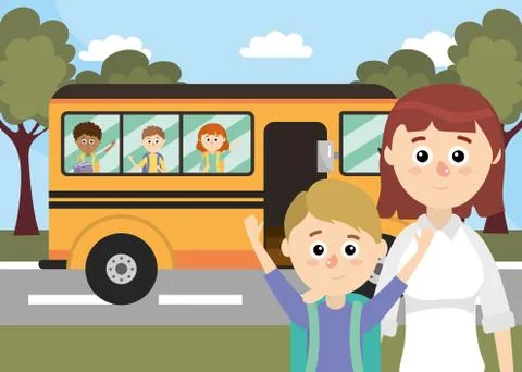 Elementary school cartoon Stock Illustration