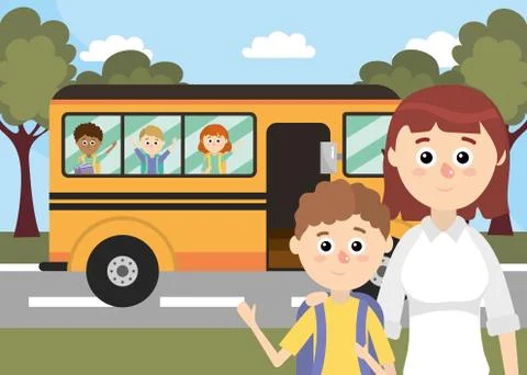 Elementary school cartoon Stock Illustration