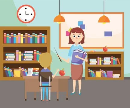 Elementary school cartoon Stock Illustration