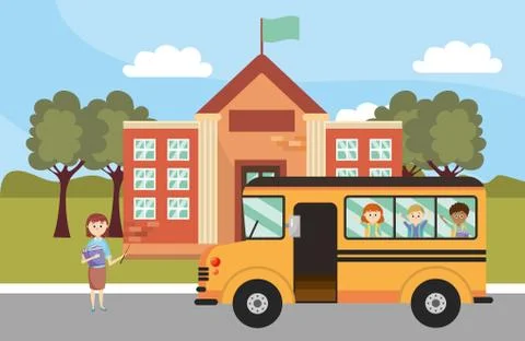 Elementary school cartoon Stock Illustration