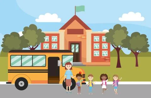 Elementary school cartoon Stock Illustration