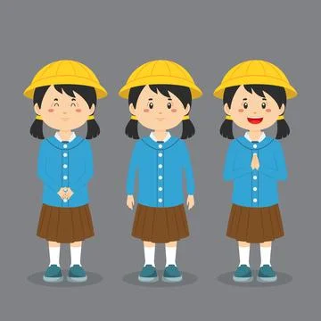 Elementary School Character with Expression Stock Illustration