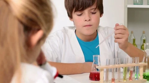 Elementary school chemistry class Stock Footage 72267225