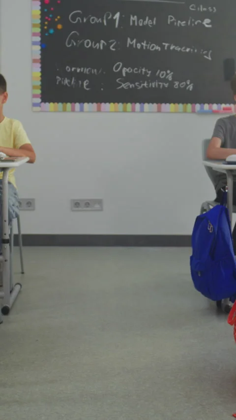 Elementary School Children Using Computers, Doing Creative 3D Design Projects Stock Footage 317164631