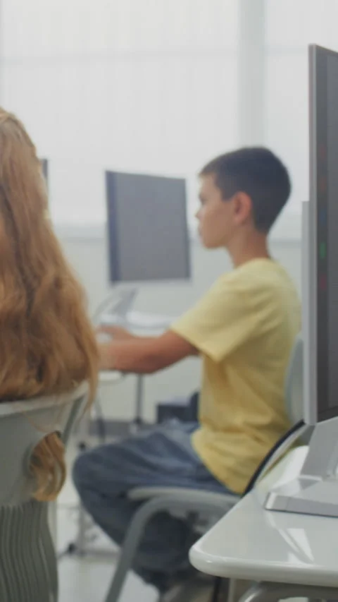 Elementary School Children Using Computers, Creating Digital Illustrations Stock Footage 317169418
