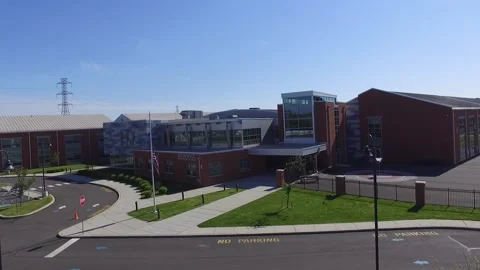 Elementary School Descending Arial Shot Stock Footage 133969728