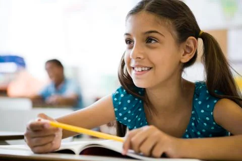 Elementary school student in class Stock Photos