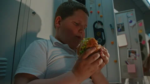 Elementary School Student Taking Time to Enjoy Packed Sandwich before Returning Stock Footage 342039183