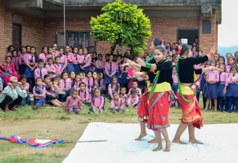 Elementary School Students Get To View Dancers Stock Photos