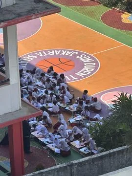 Elementary school students at the school Stock Photos